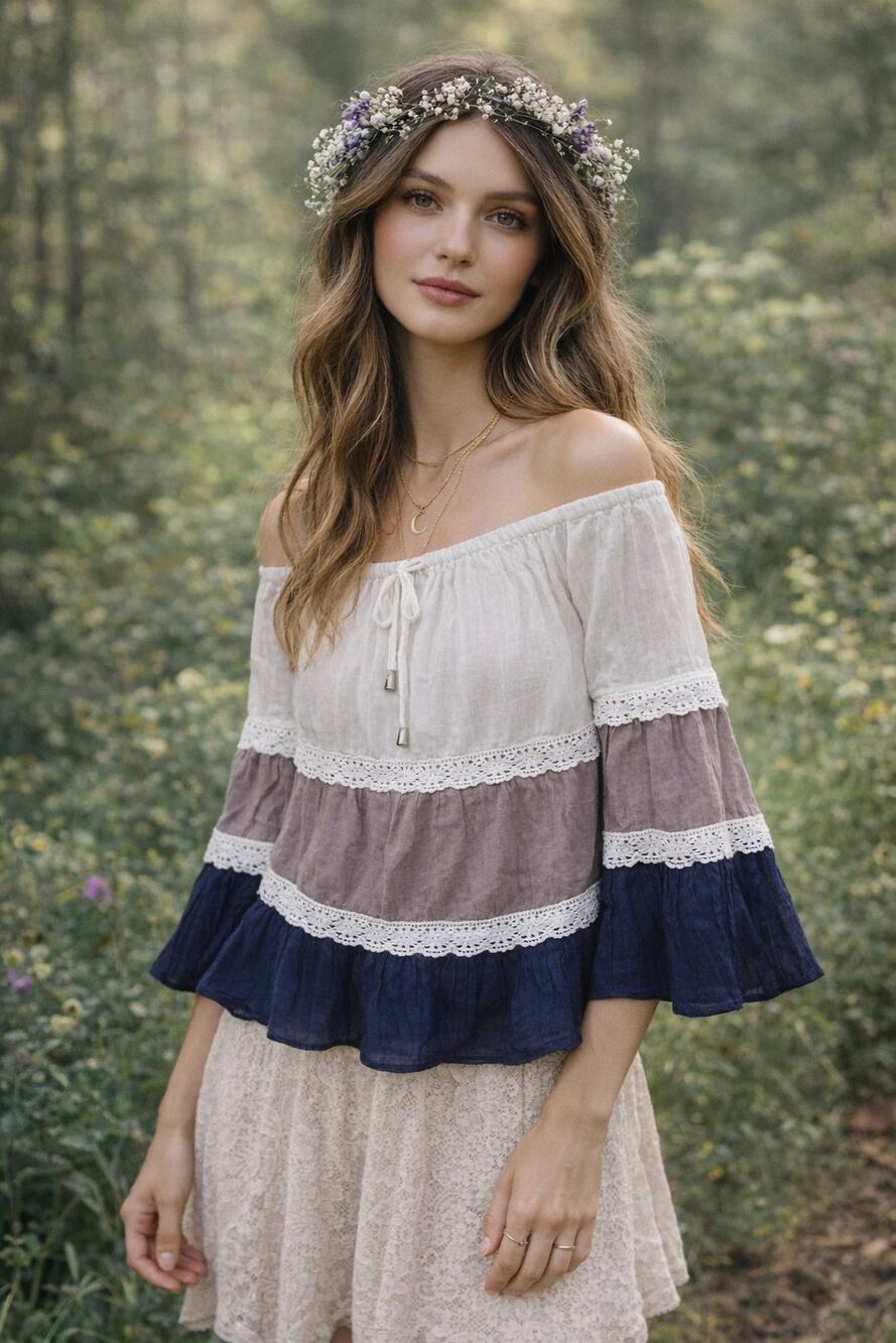 Alice & Trixie Off Shoulder Blouse Small Boho Festival Lace Cottagecore Fairy